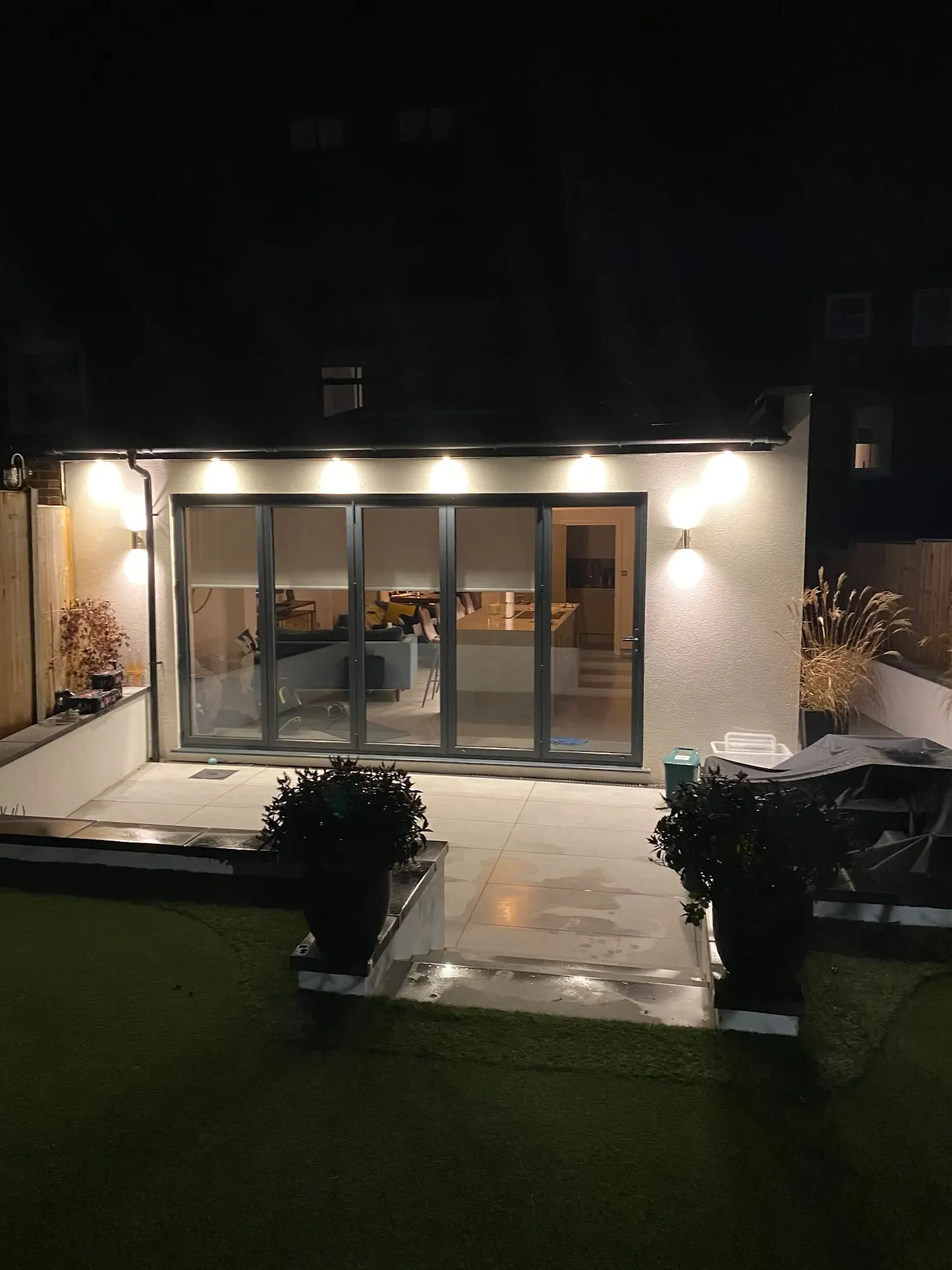 A house that is lit up at night.